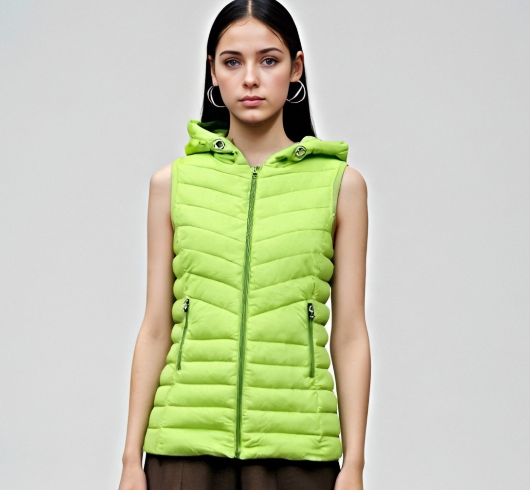 Green hooded padded vest