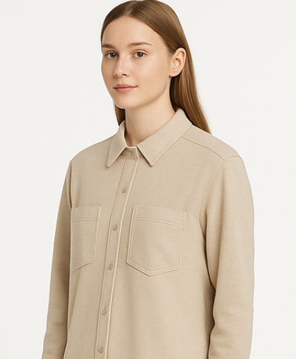 Beige Button-Up Shirt