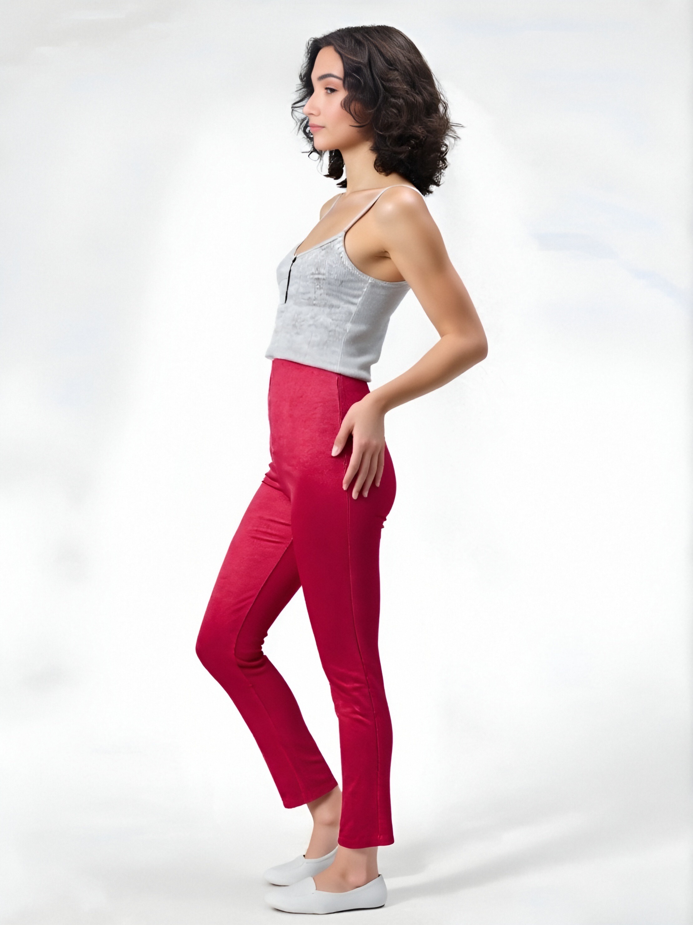 High-Waisted Red Pants