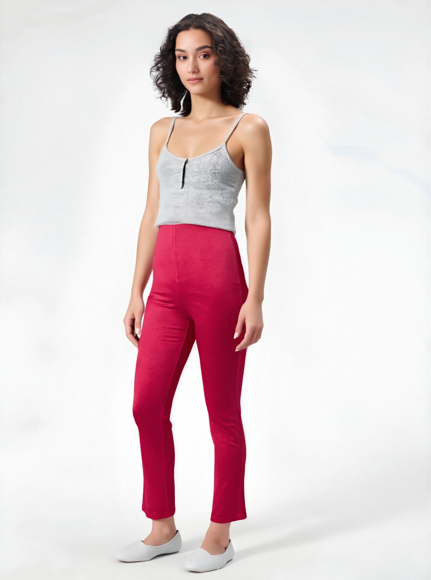 High-Waisted Red Pants