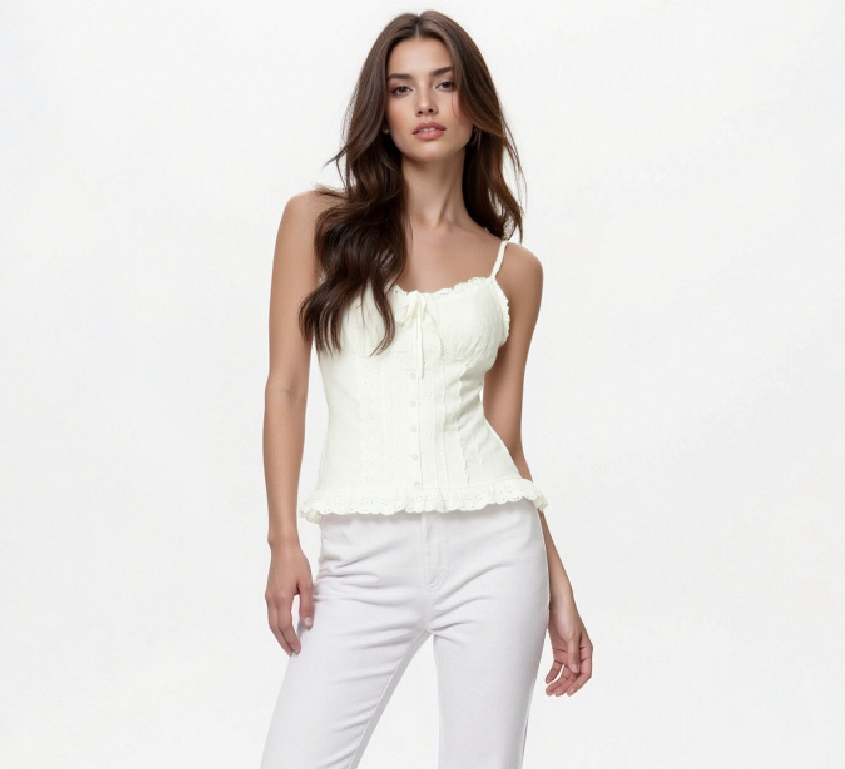 White Lace Button-Down Camisole