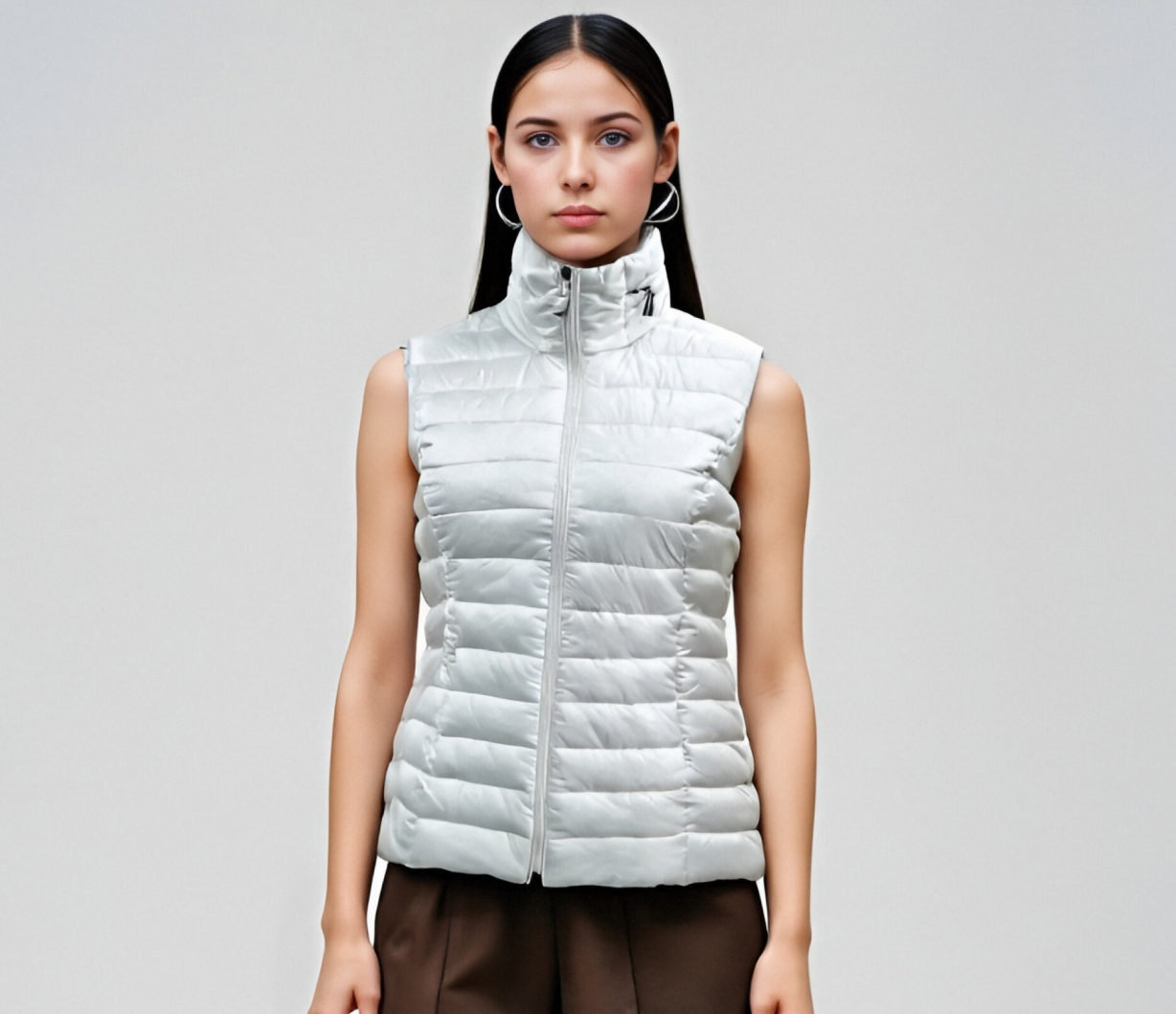 Women's White Quilted Vest