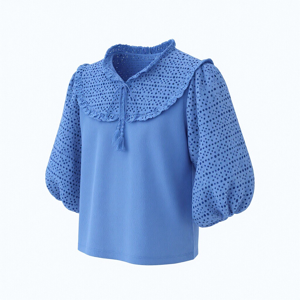Girls' Blue Lace Blouse