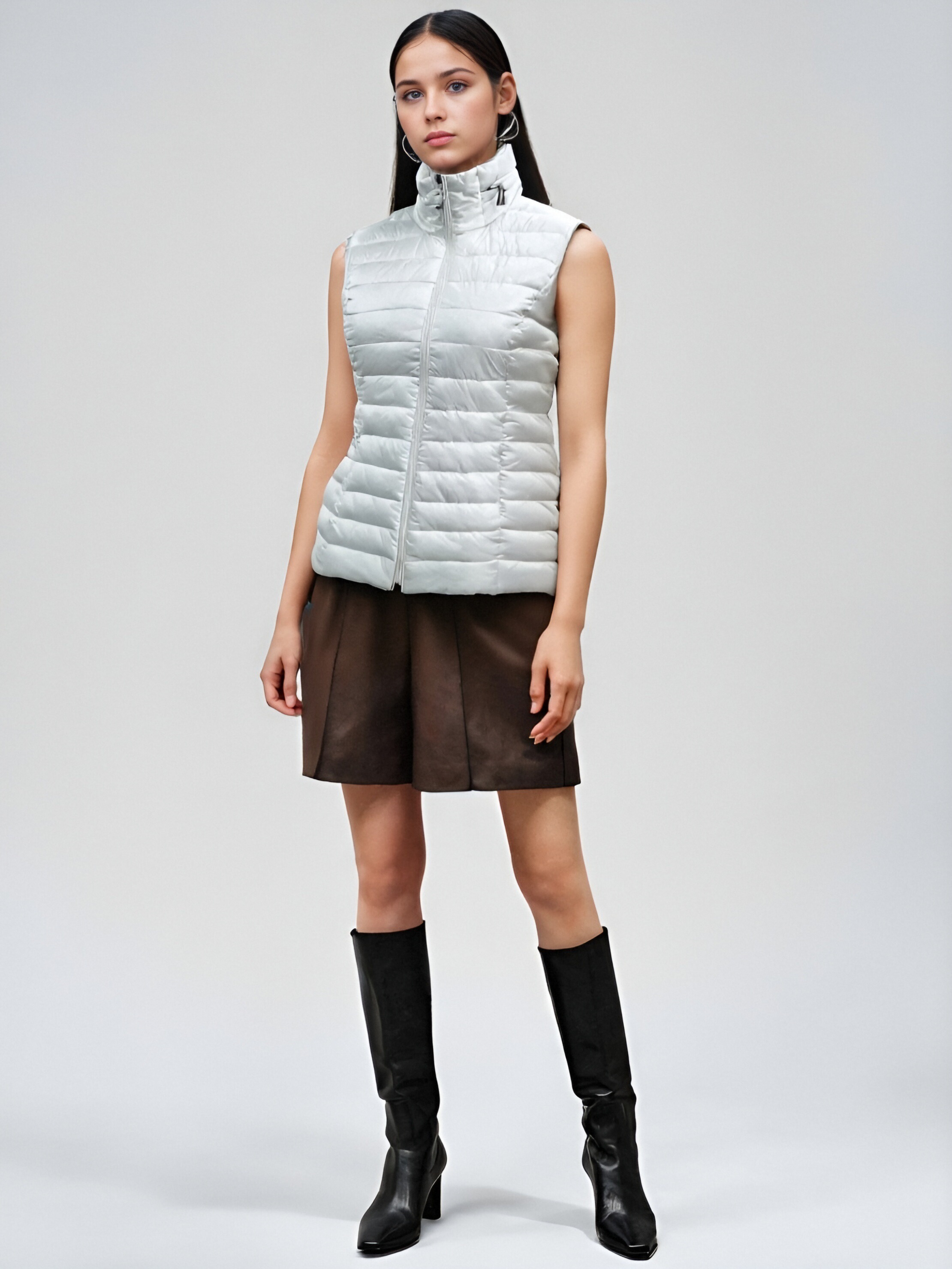 Women's White Quilted Vest
