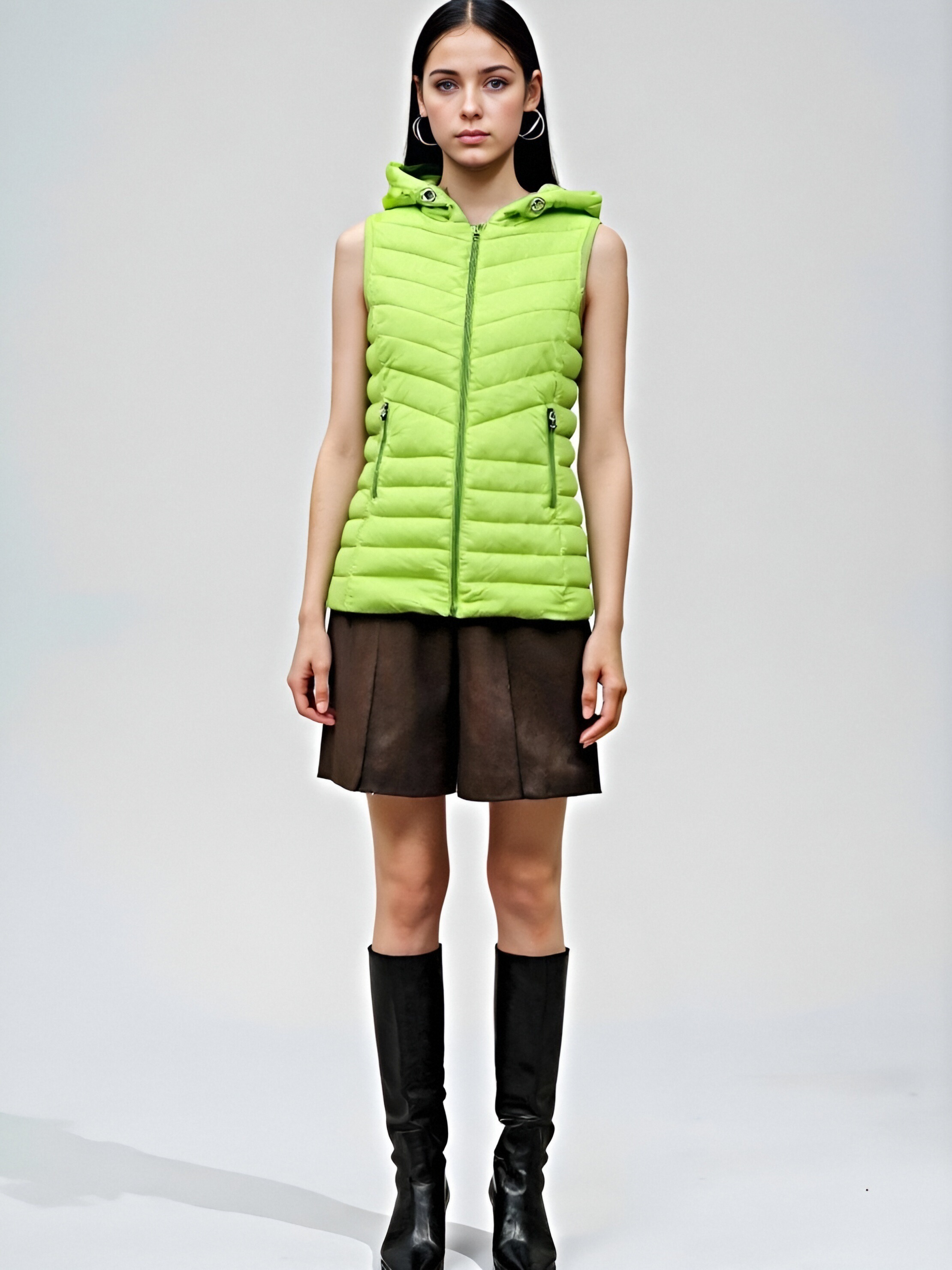 Green hooded padded vest