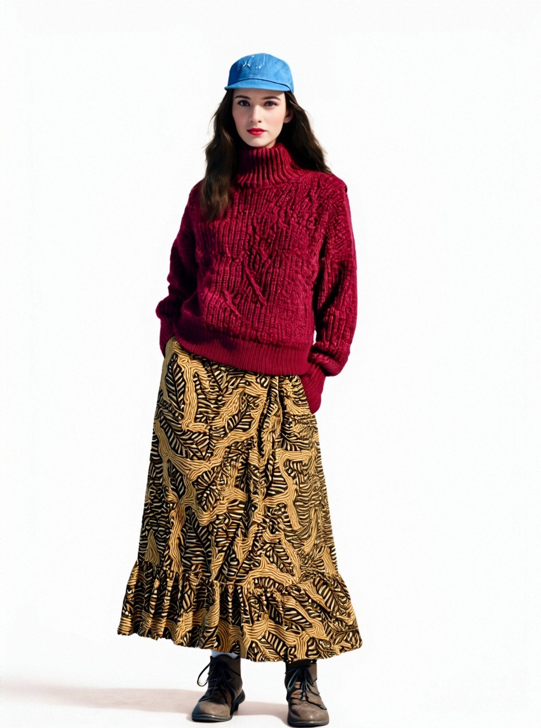 Leaf Print Wrap Skirt