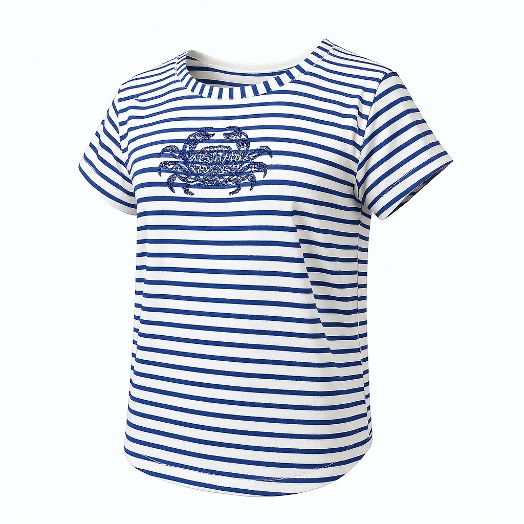 Striped Crab Print T-Shirt