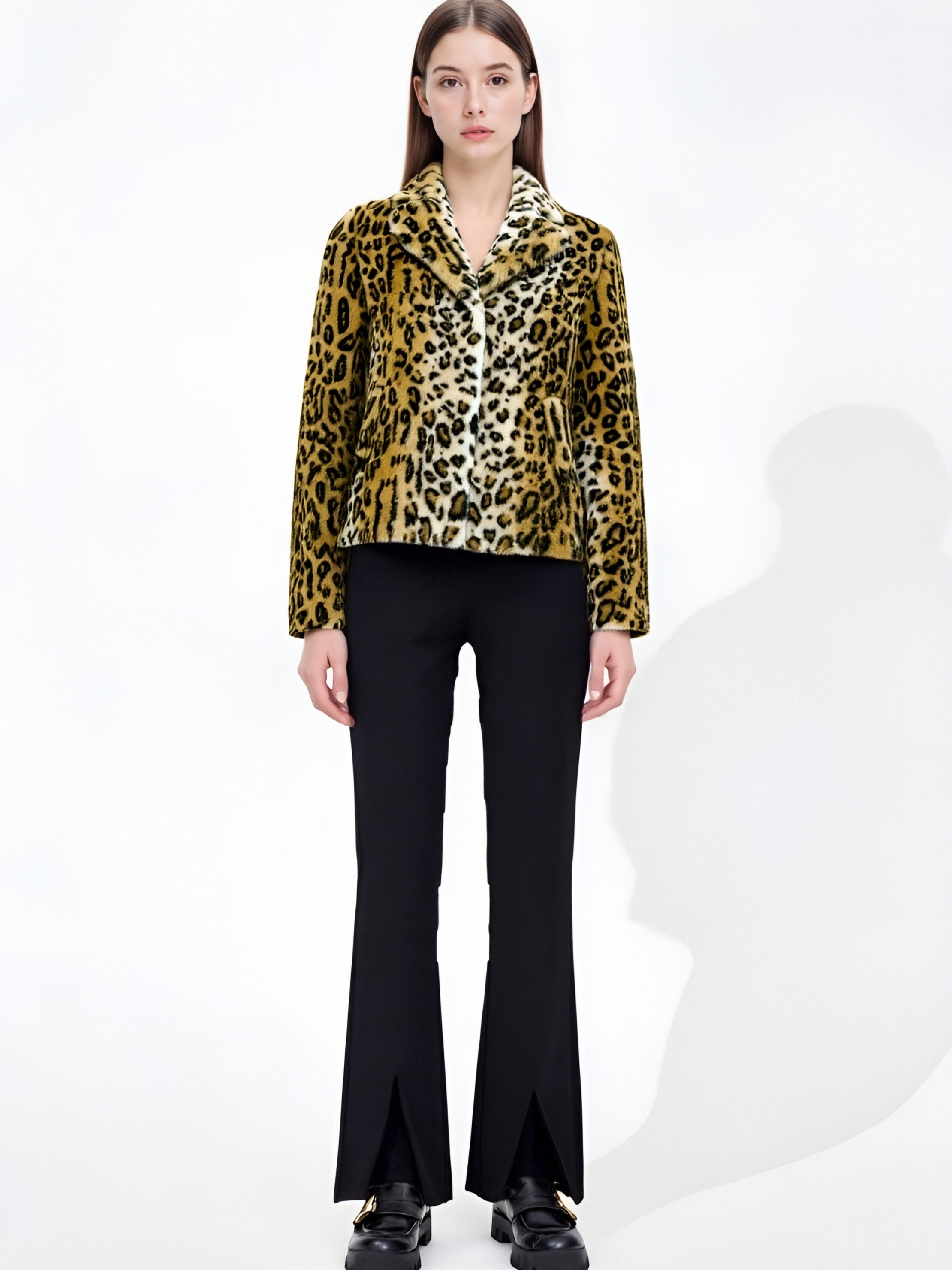 Leopard Print Faux Fur Jacket