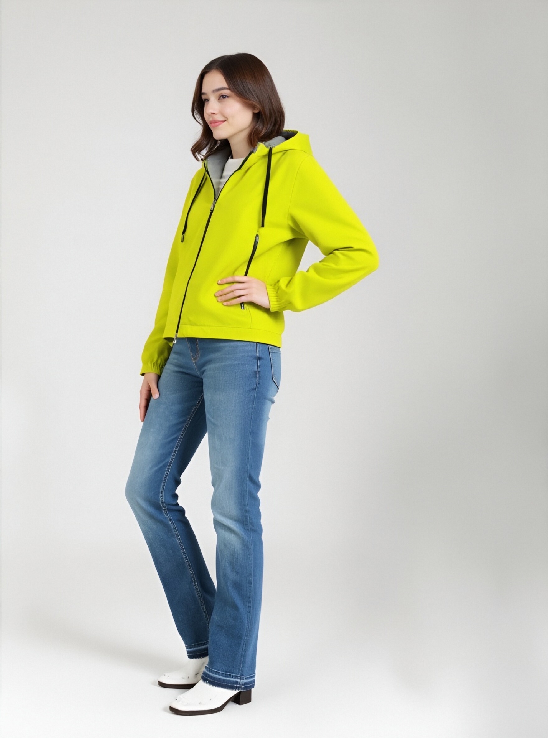 Yellow Hooded Rain Jacket