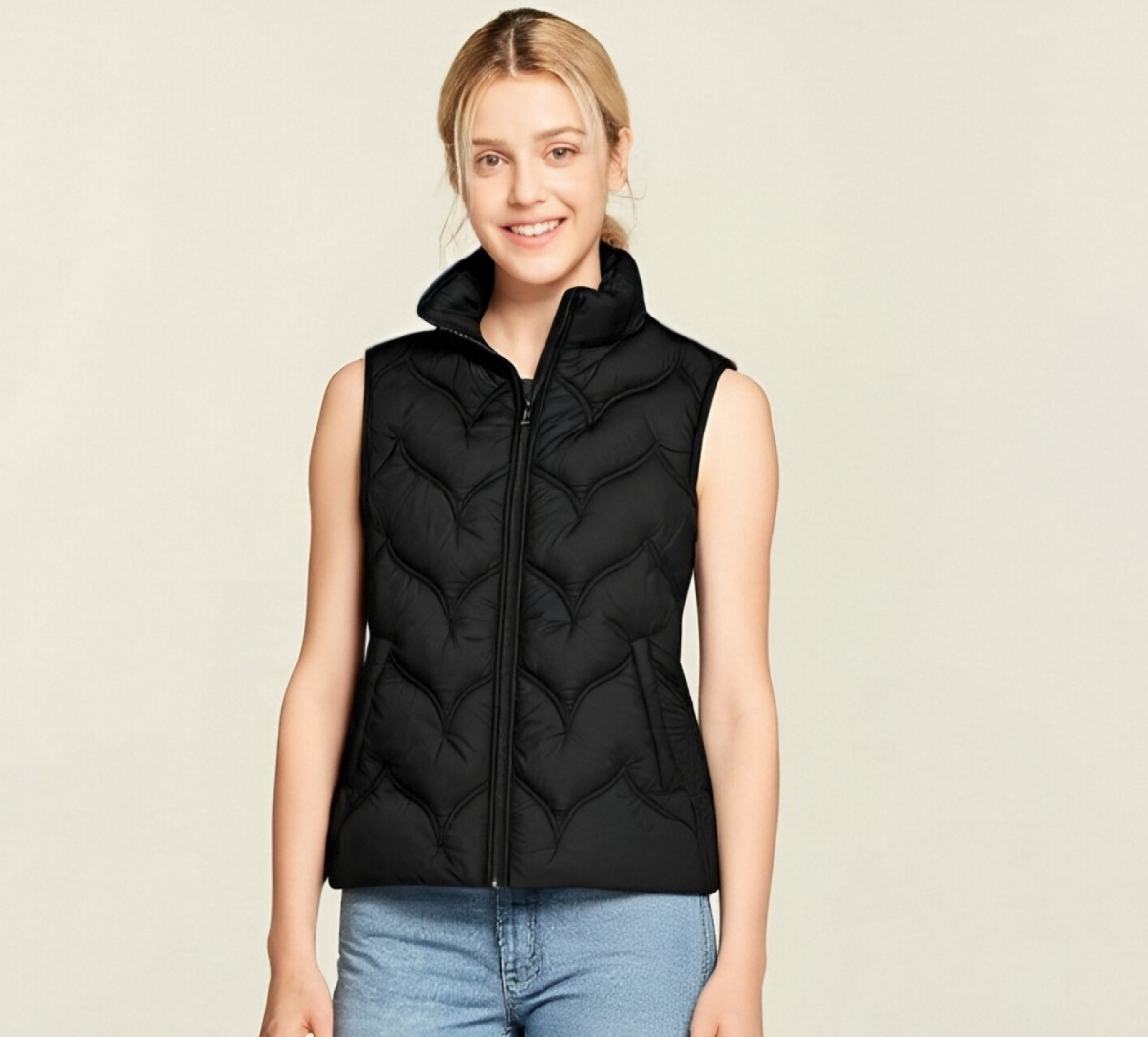 Black Quilted Sleeveless Vest