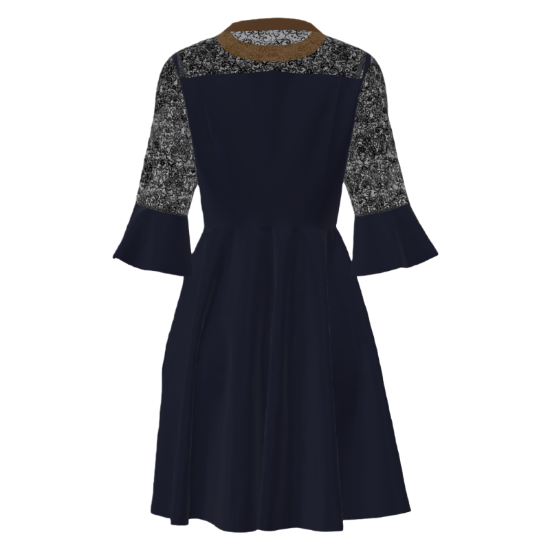 Lace Trim  Flared Dress