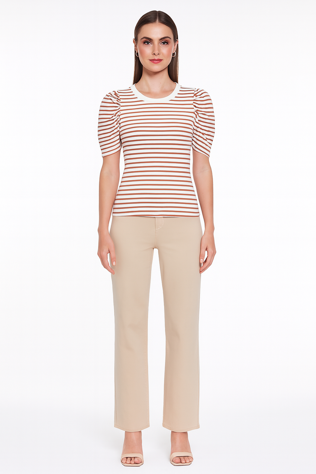 Striped Puff Sleeve T-Shirt