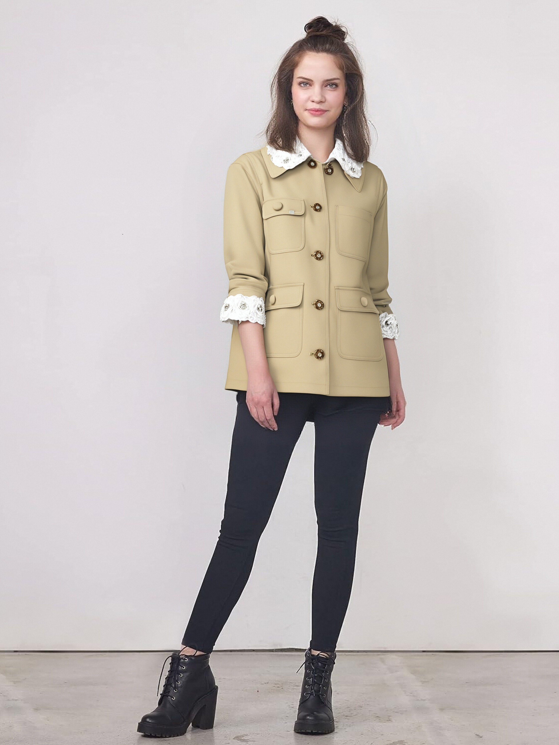 Beige Button-Up Jacket