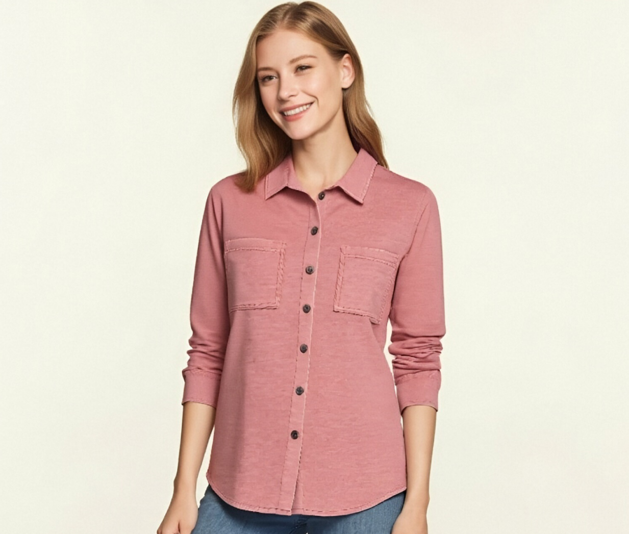 Women's Pink Button-Up Shirt