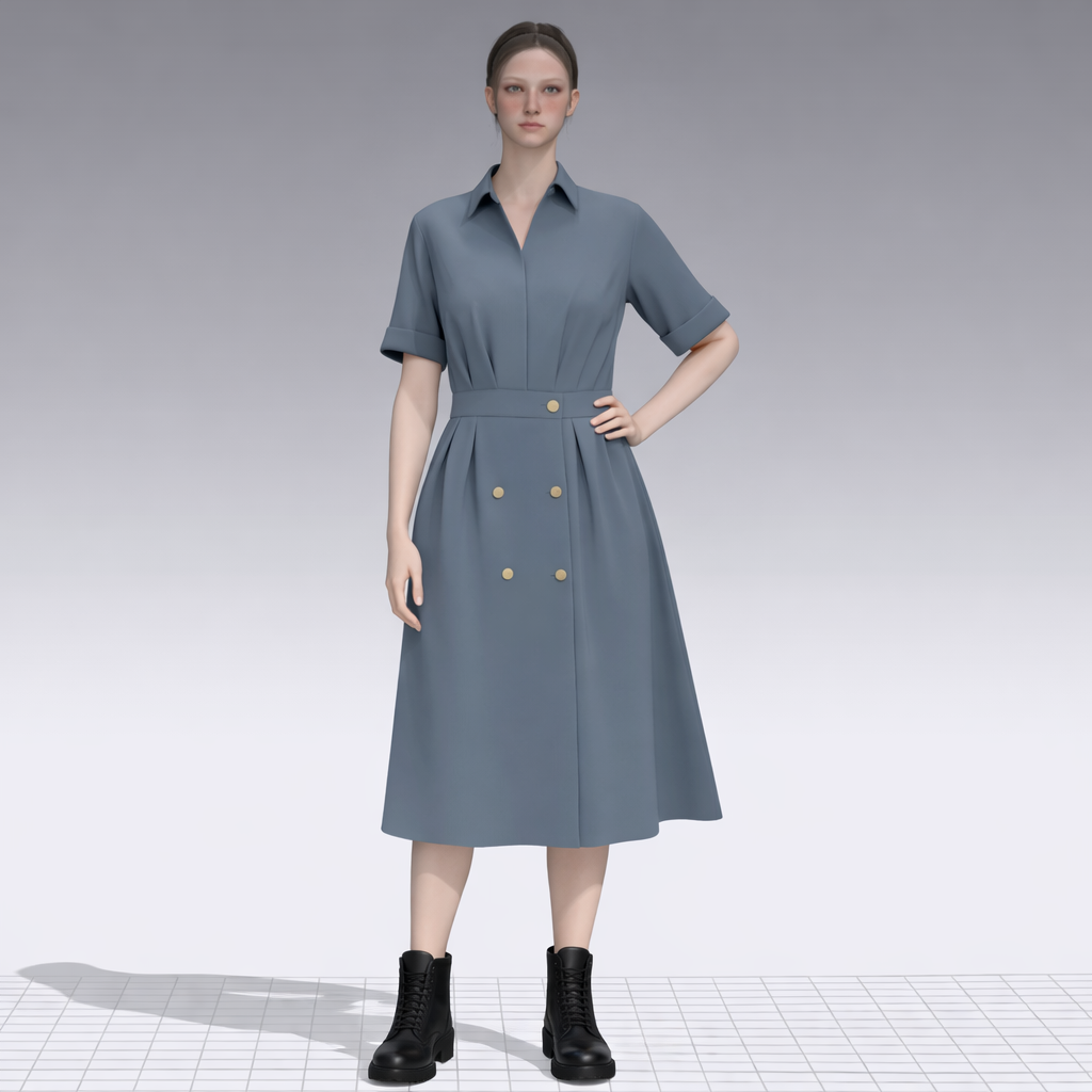Elegant Midi Shirt Dress