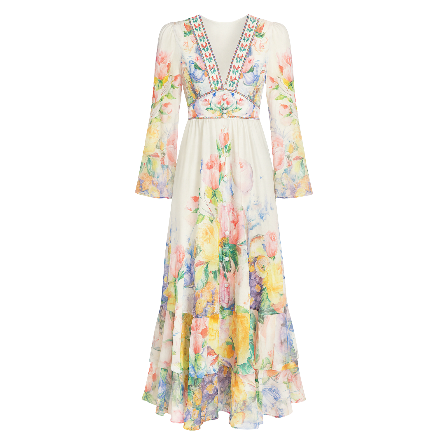 Floral Print Long Sleeve Maxi Dress