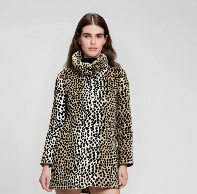 Leopard Print Faux Fur Coat