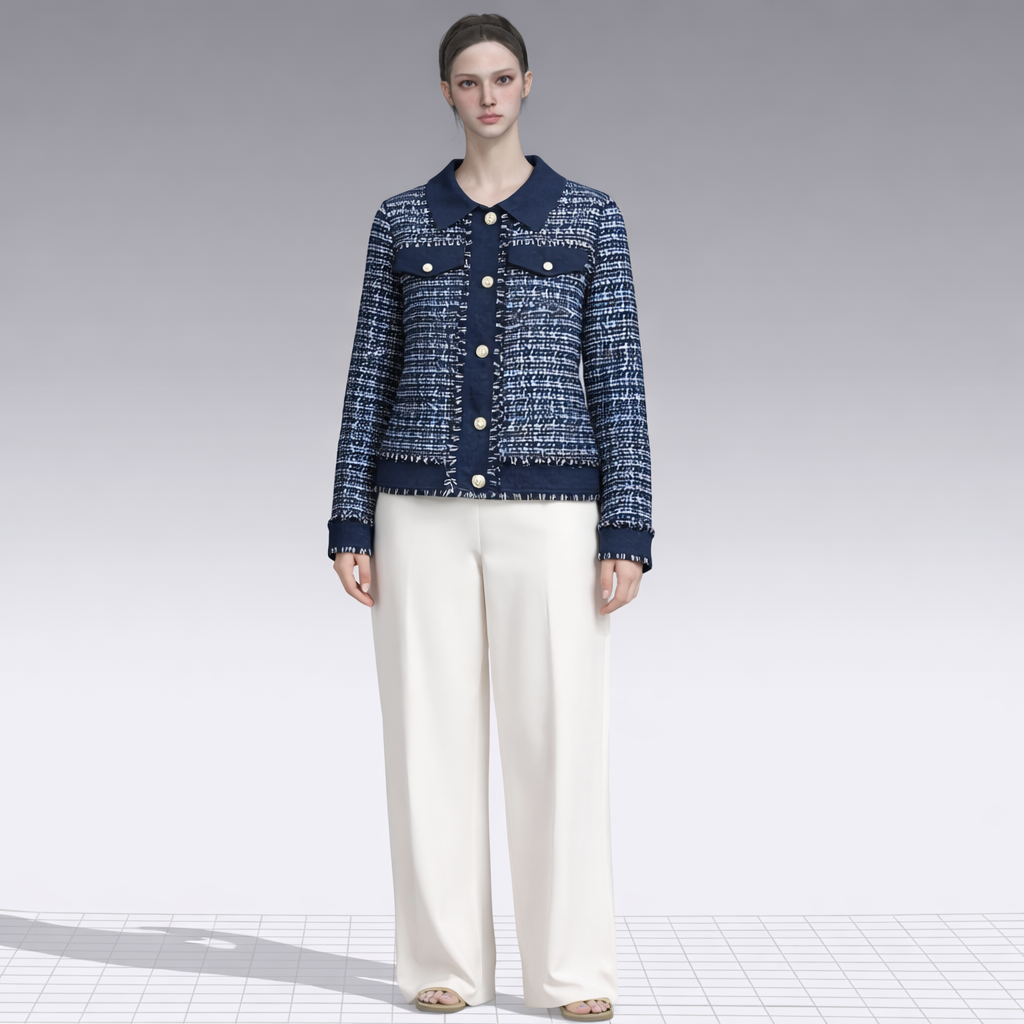 Navy Blue Tweed Jacket