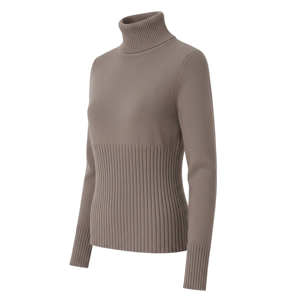 Women's high-neck ribbed sweater