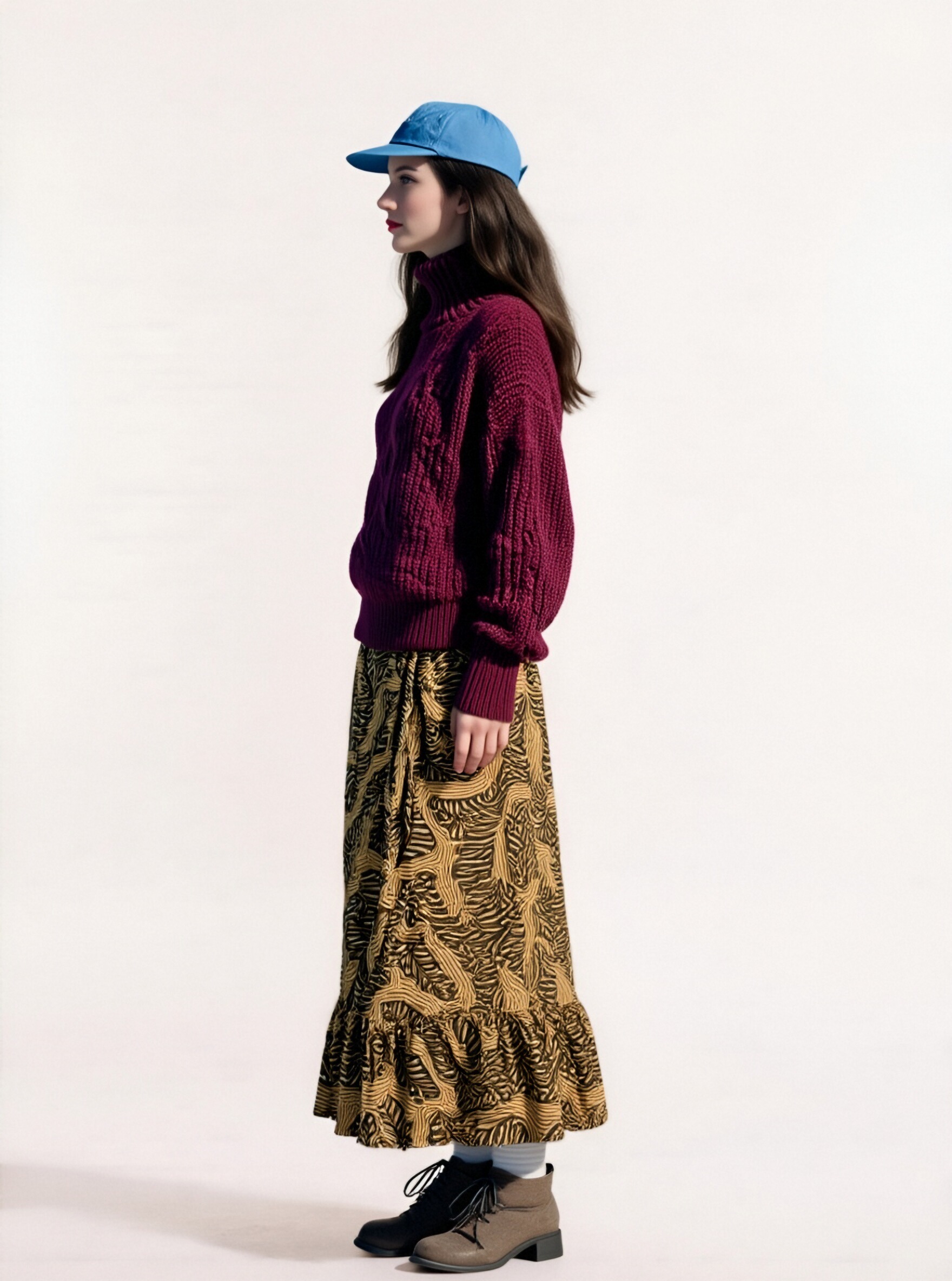 Leaf Print Wrap Skirt