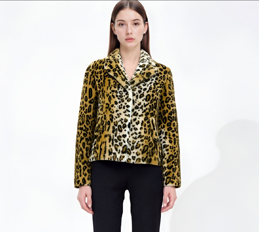 Leopard Print Faux Fur Jacket