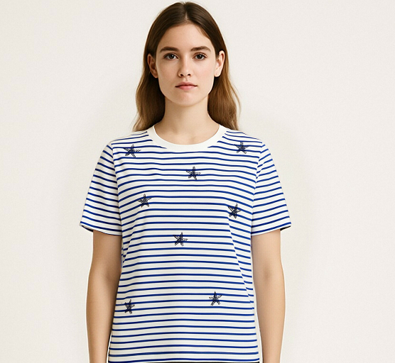 Blue and White Striped T-Shirt