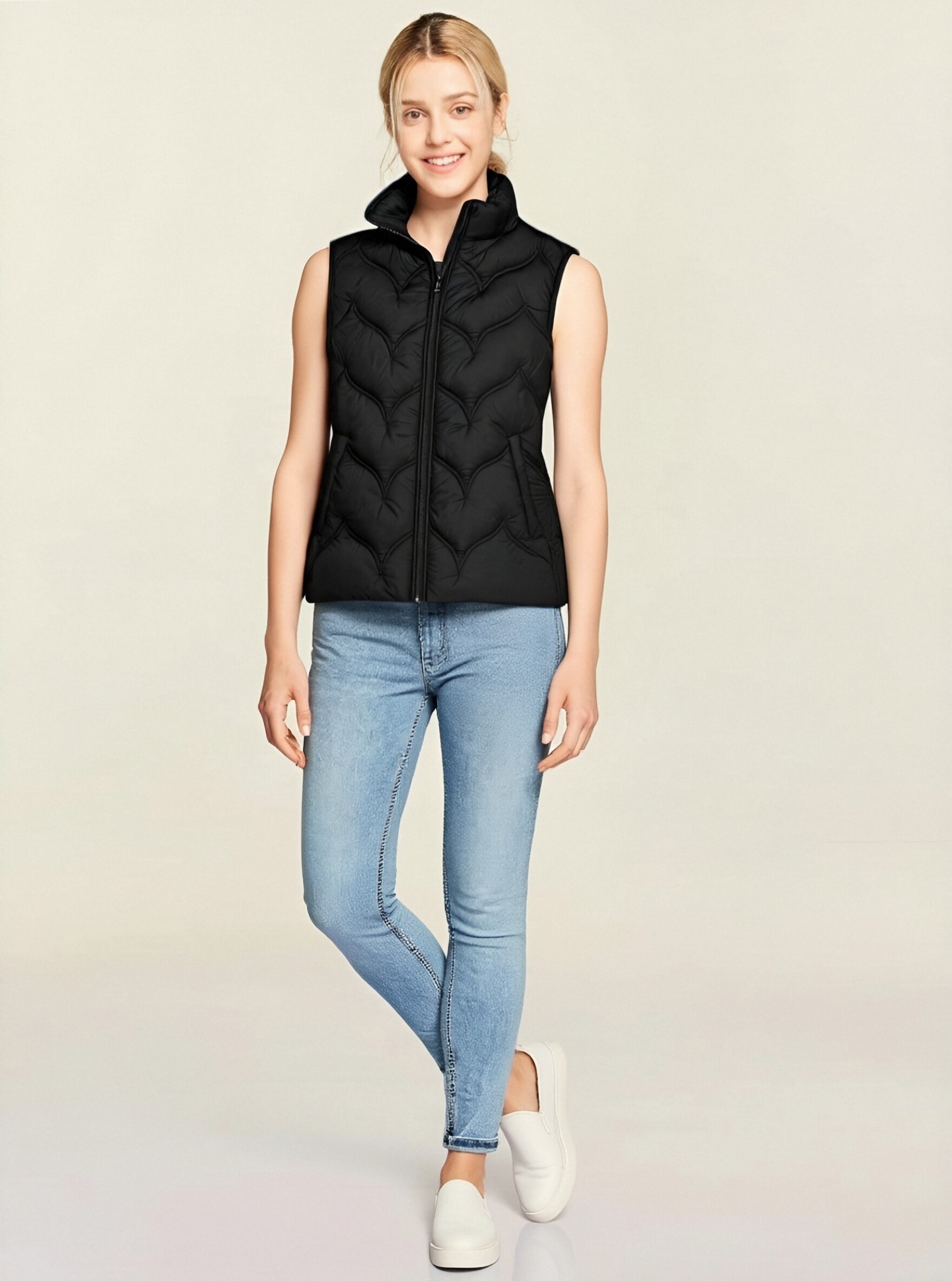 Black Quilted Sleeveless Vest