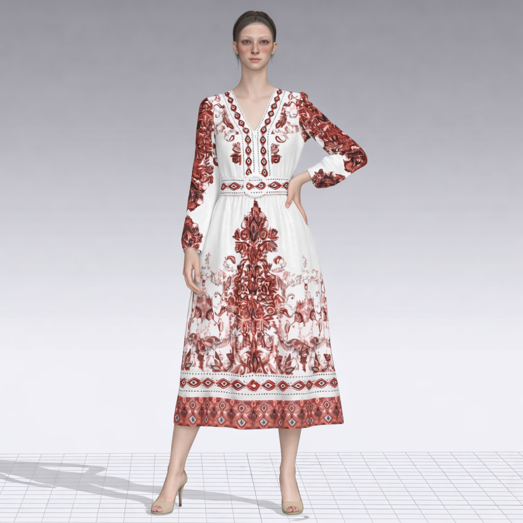 Bohemian Printed Long Sleeve Dress