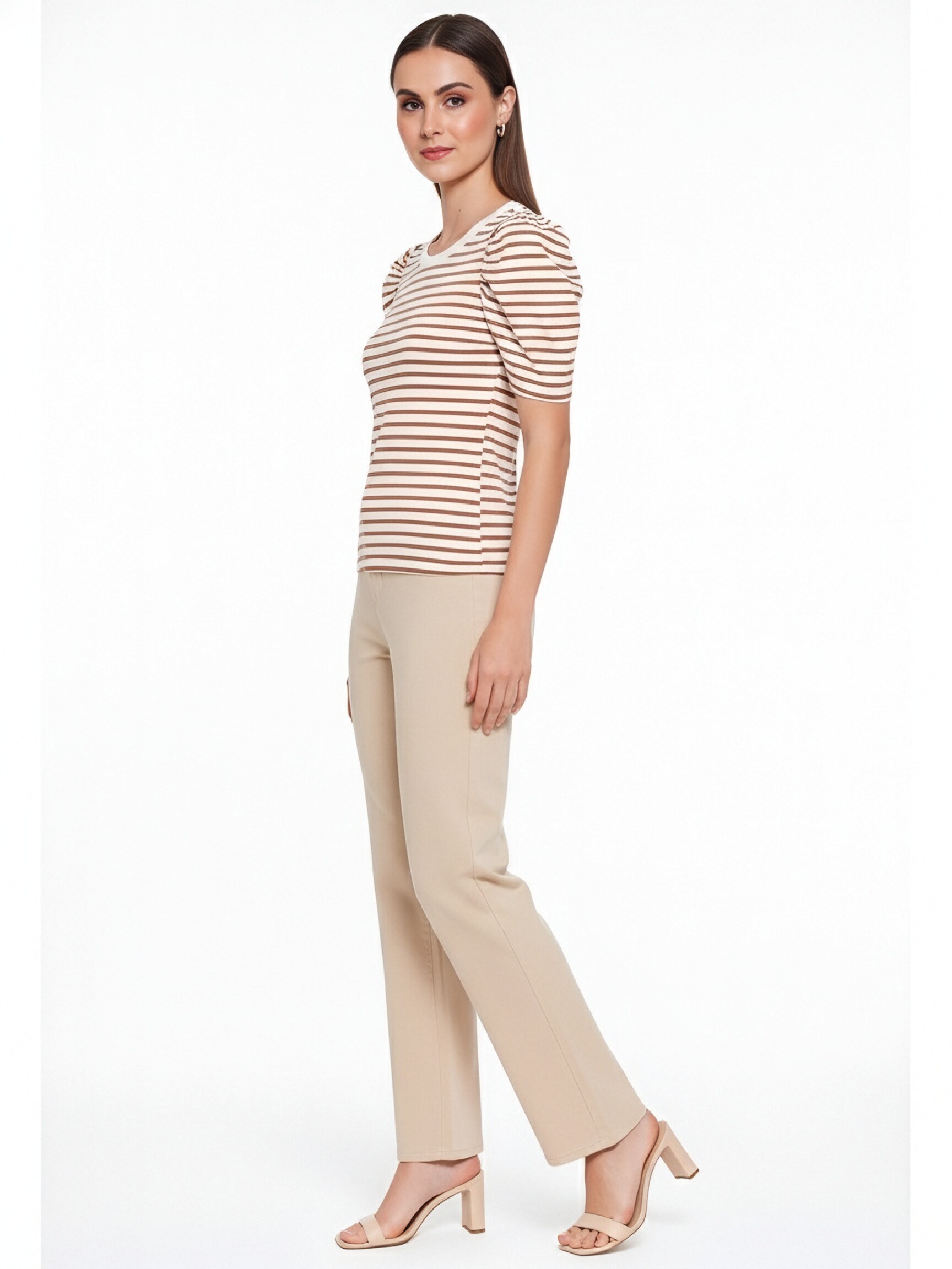 Striped Puff Sleeve T-Shirt