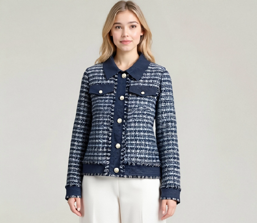 Navy Blue Tweed Jacket