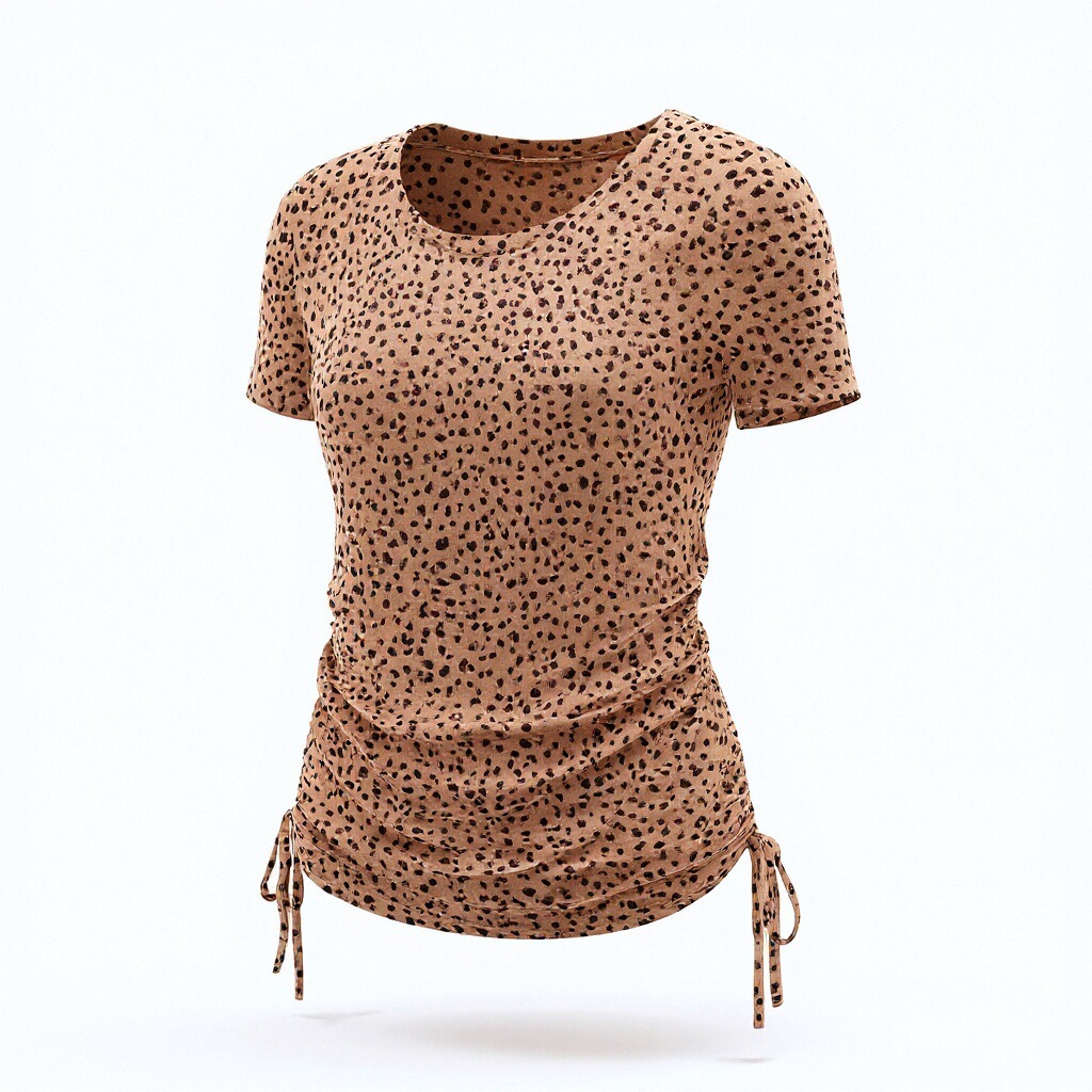 Leopard Print Ruched T-Shirt