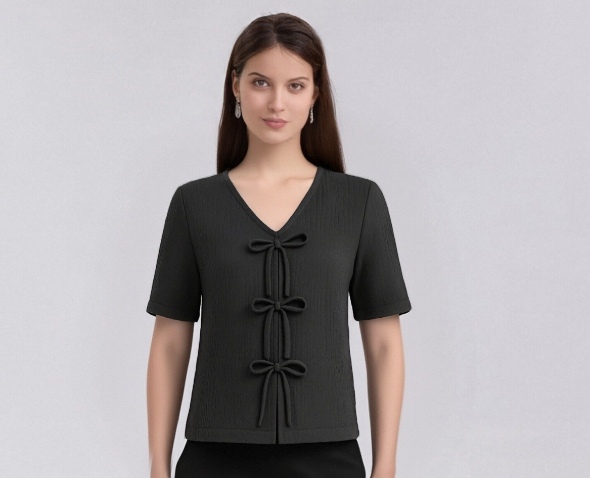 Black Short Sleeve Blouse