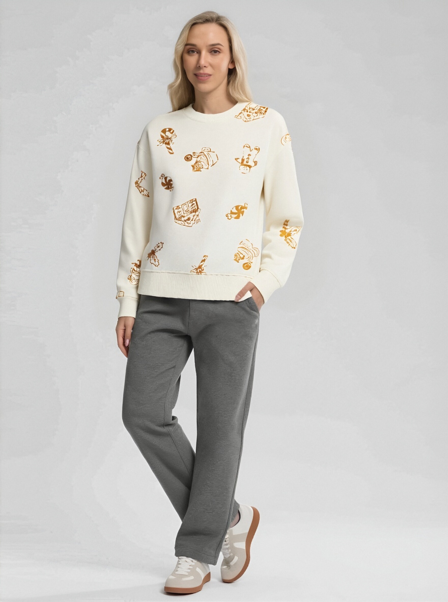Printed Cream Sweatshirt