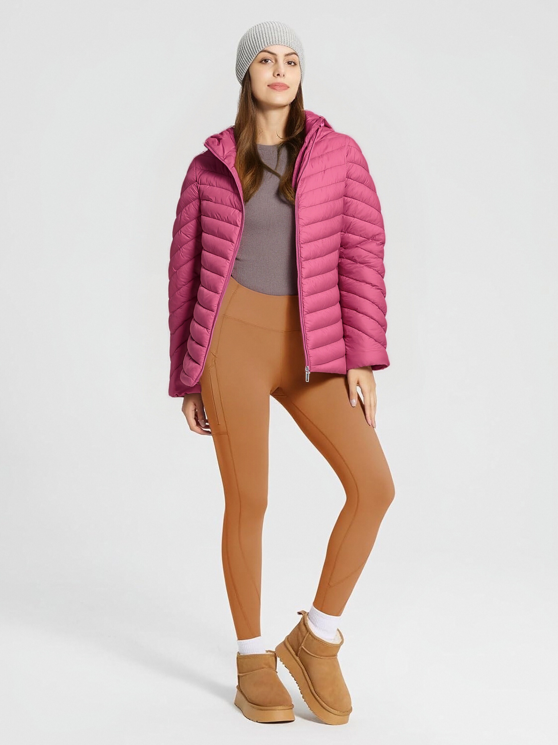 Pink Hooded Padded Jacket