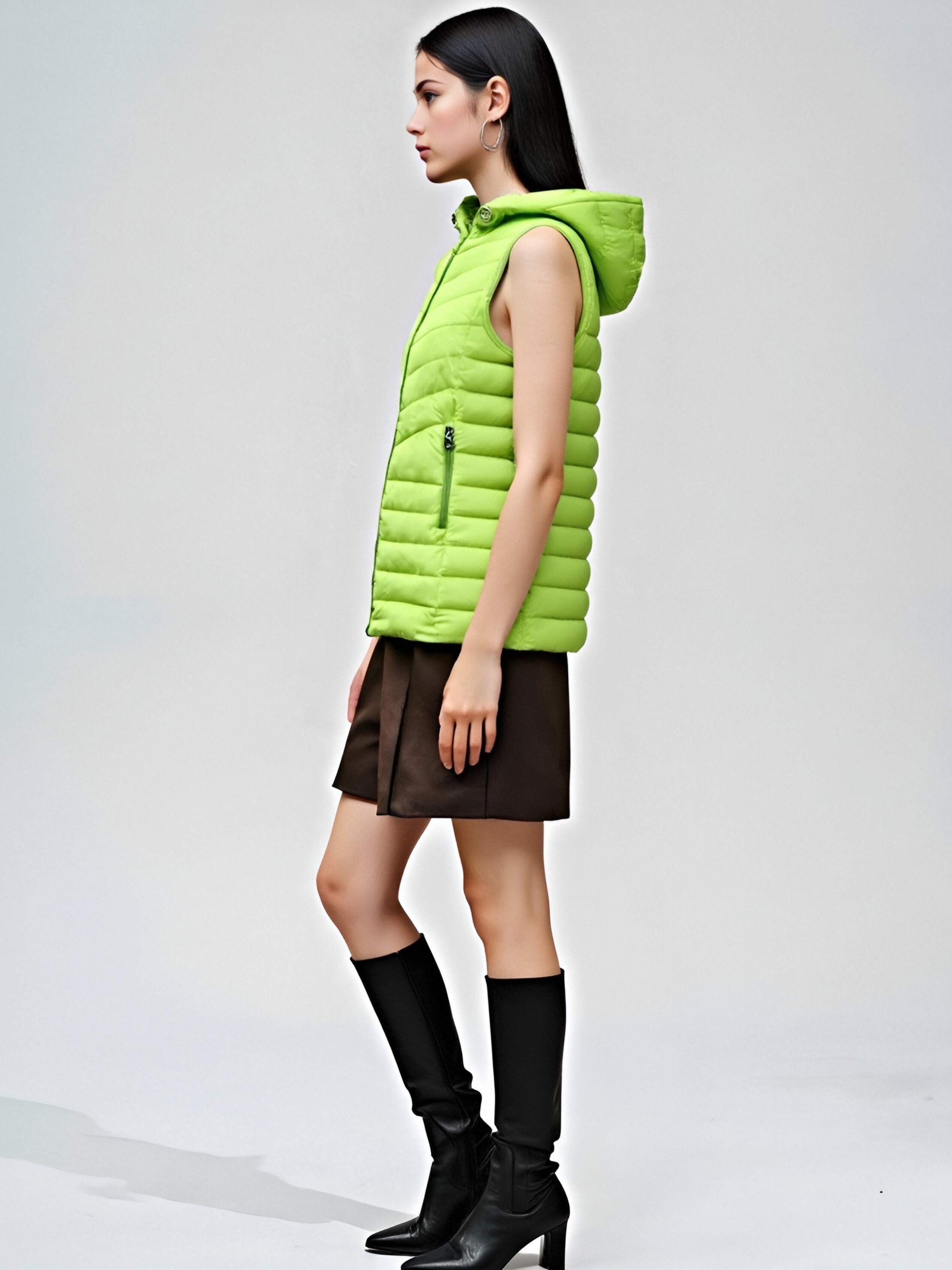 Green hooded padded vest