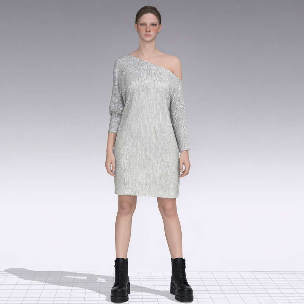 One-shoulder ribbed  dress