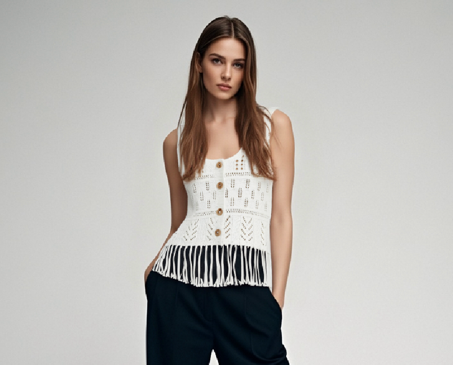 Crochet Knit Fringe Vest