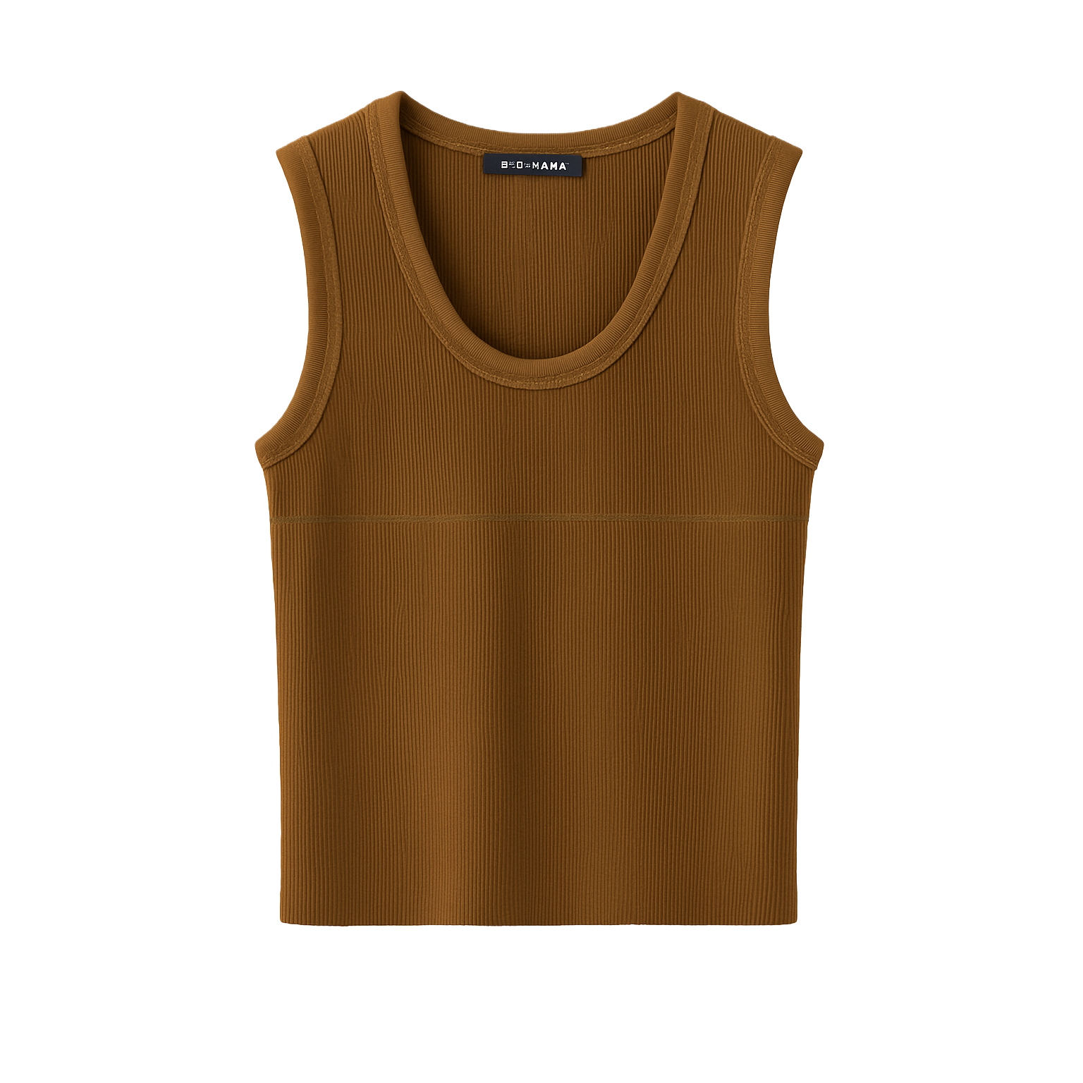 Brown Ribbed Sleeveless Top