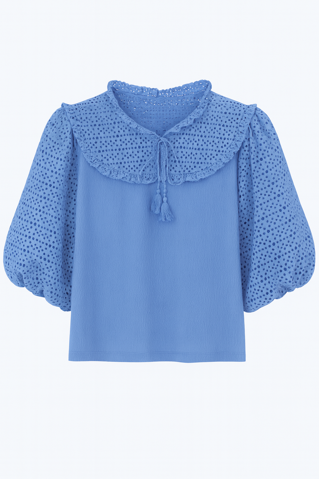 Blue Puff Sleeve Blouse