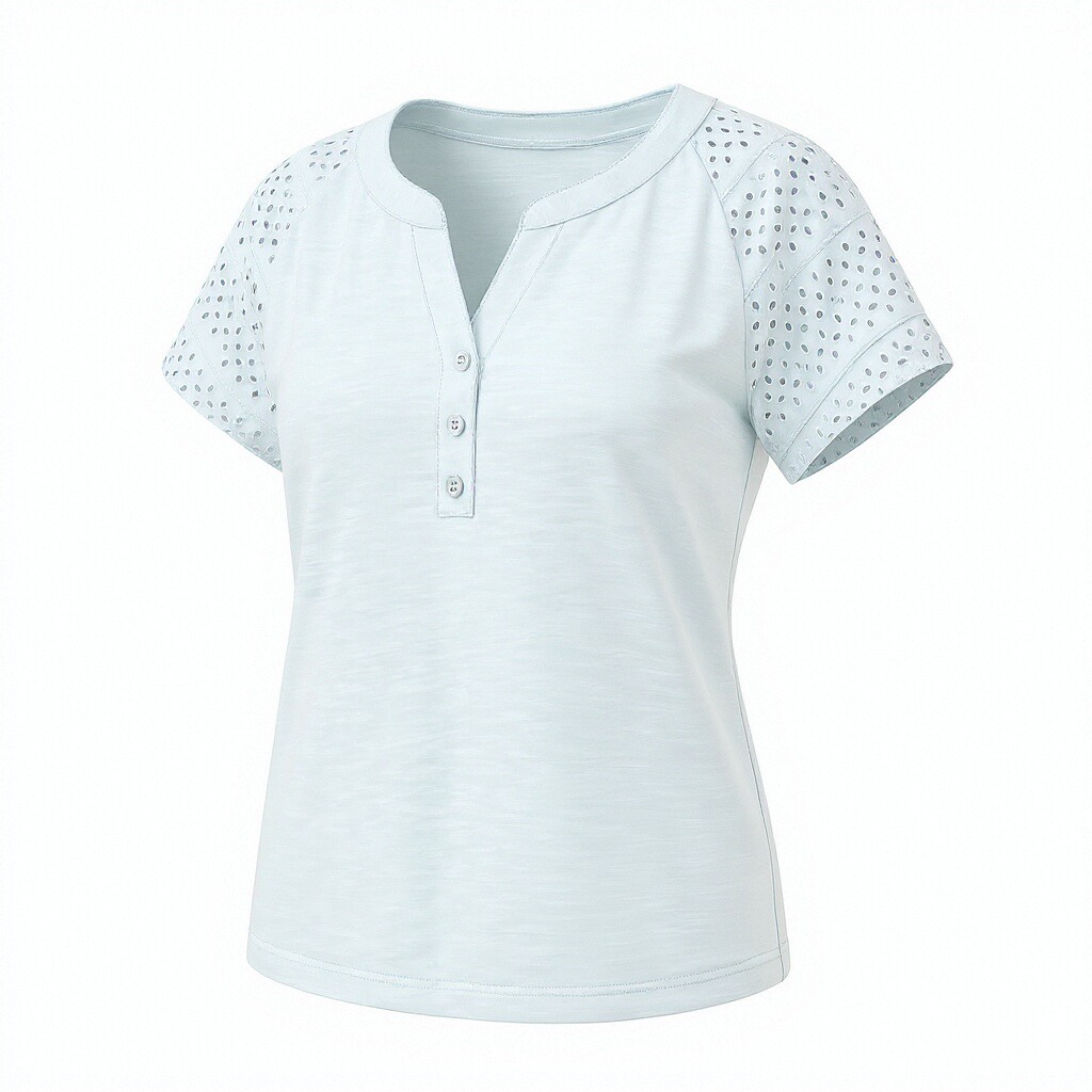 Light Blue Short Sleeve Blouse