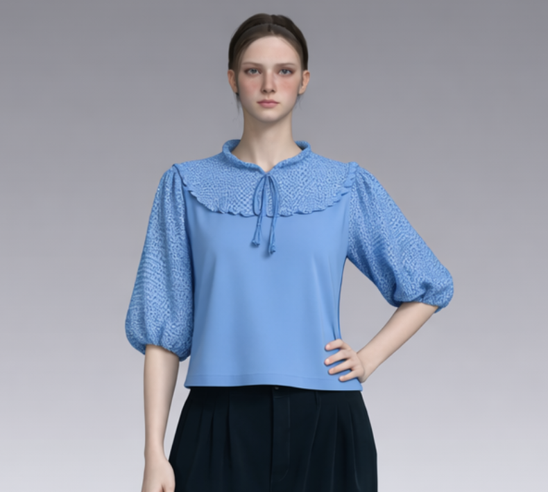 Lace Ruffle-Sleeve Top