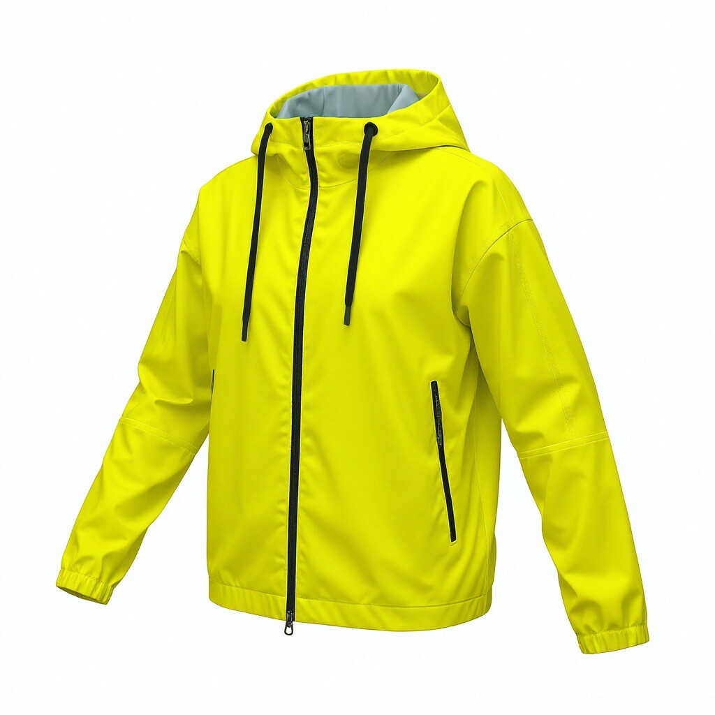 Yellow Hooded Rain Jacket