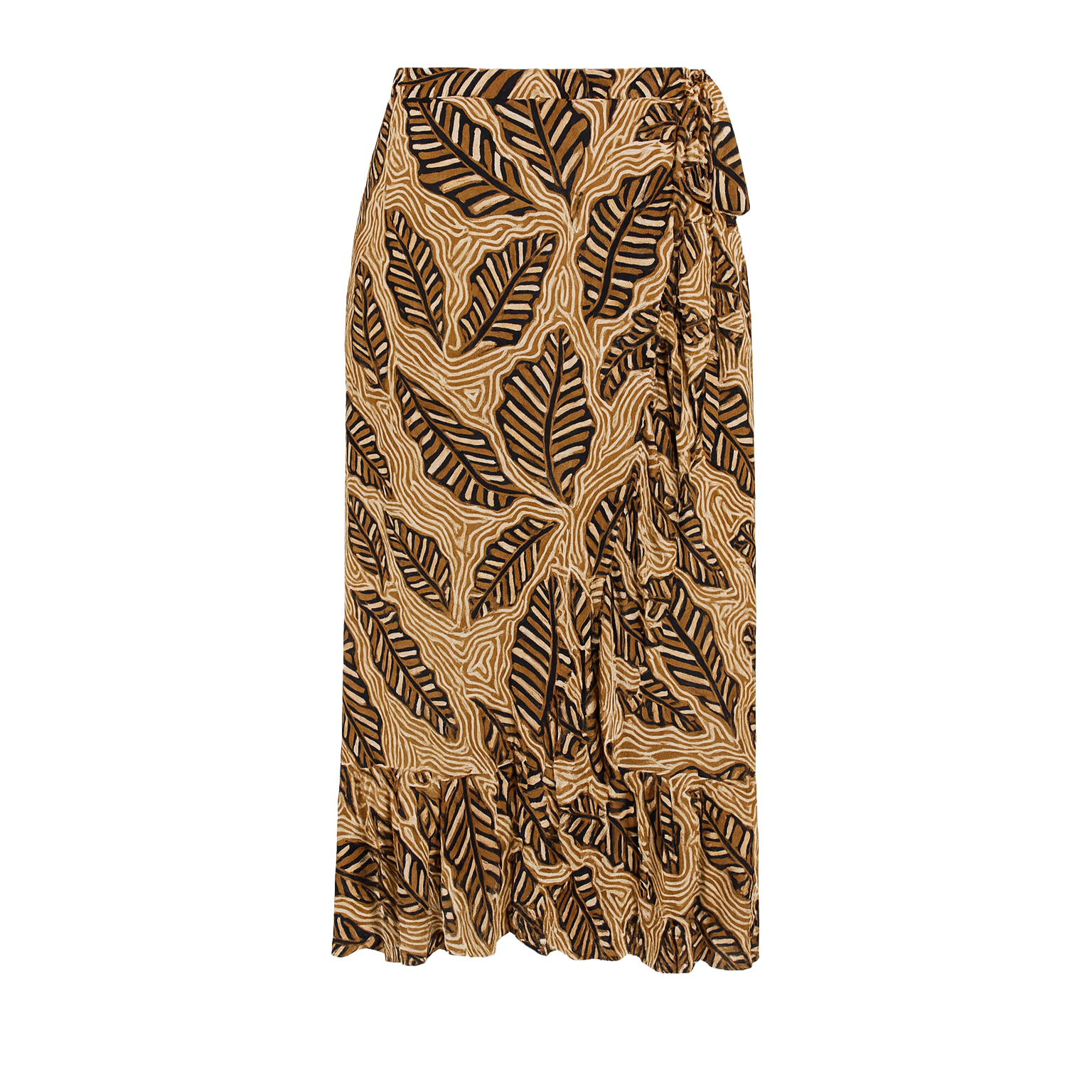 Leaf Print Wrap Skirt