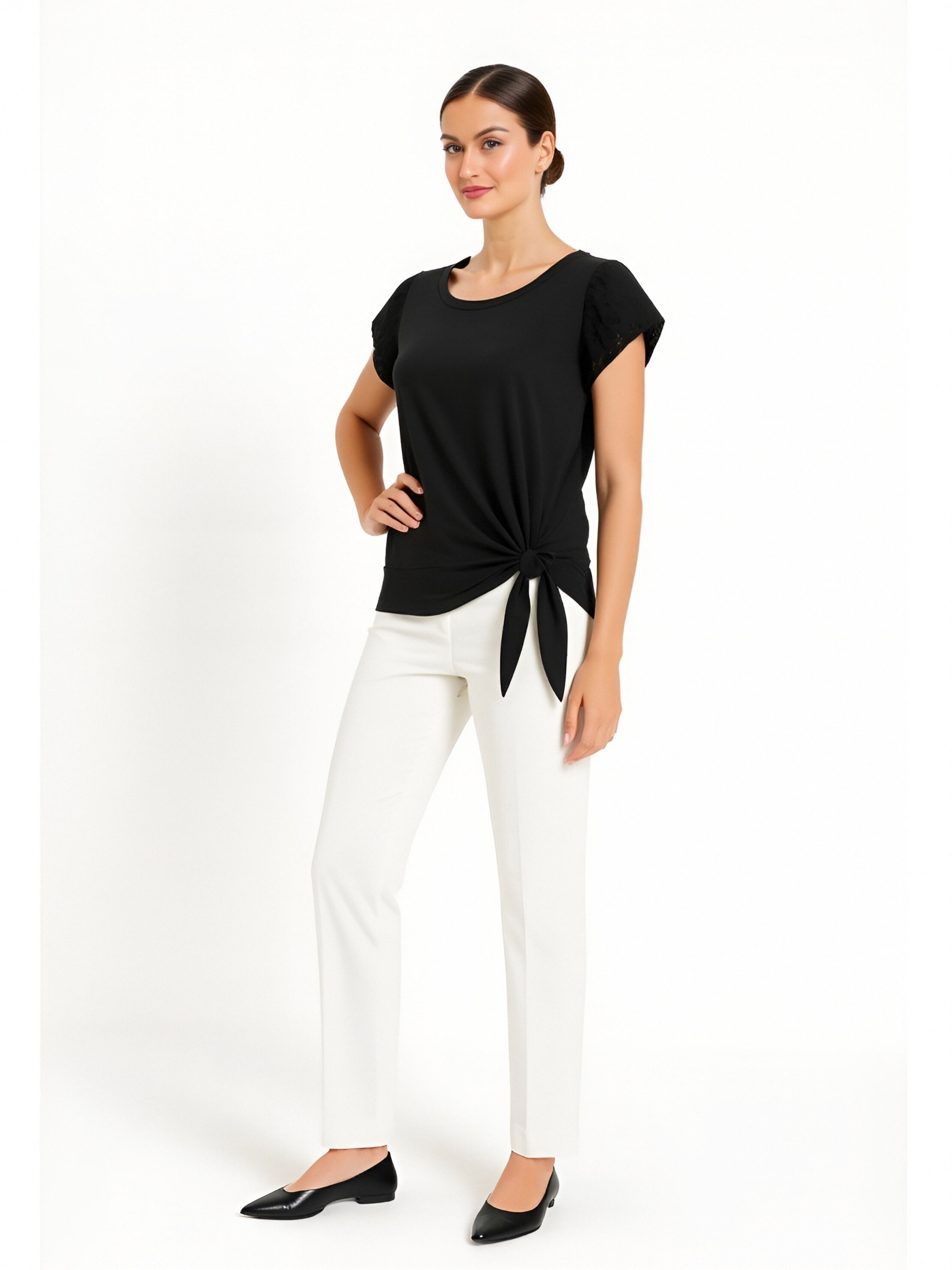 Black Knot-Front Shirt