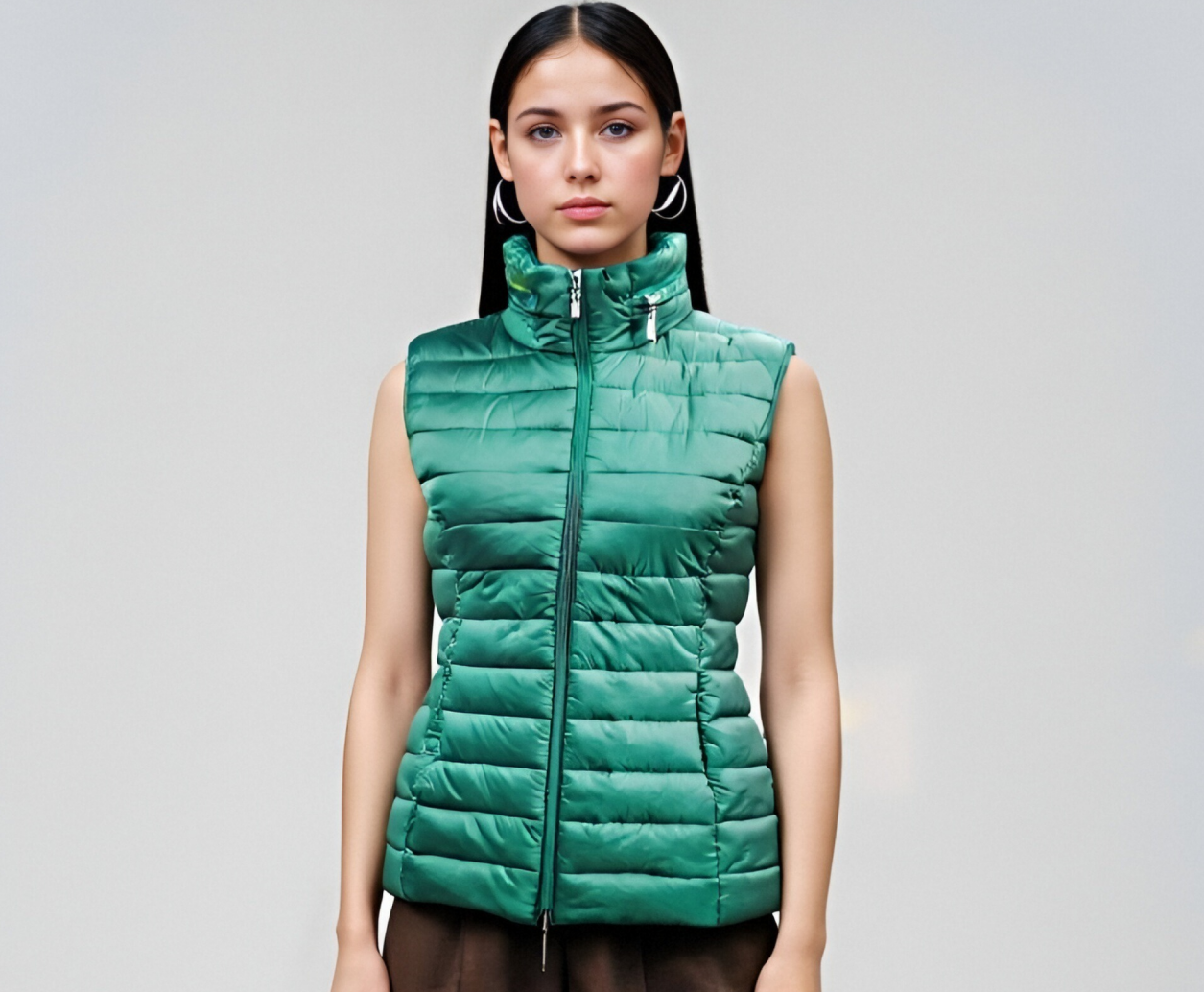 Women's Green Quilted Vest