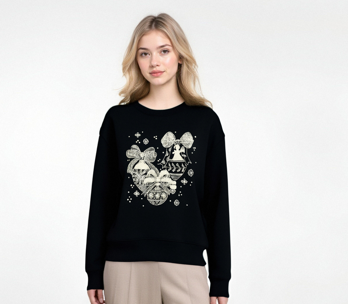 Black Christmas-themed sweatshirt
