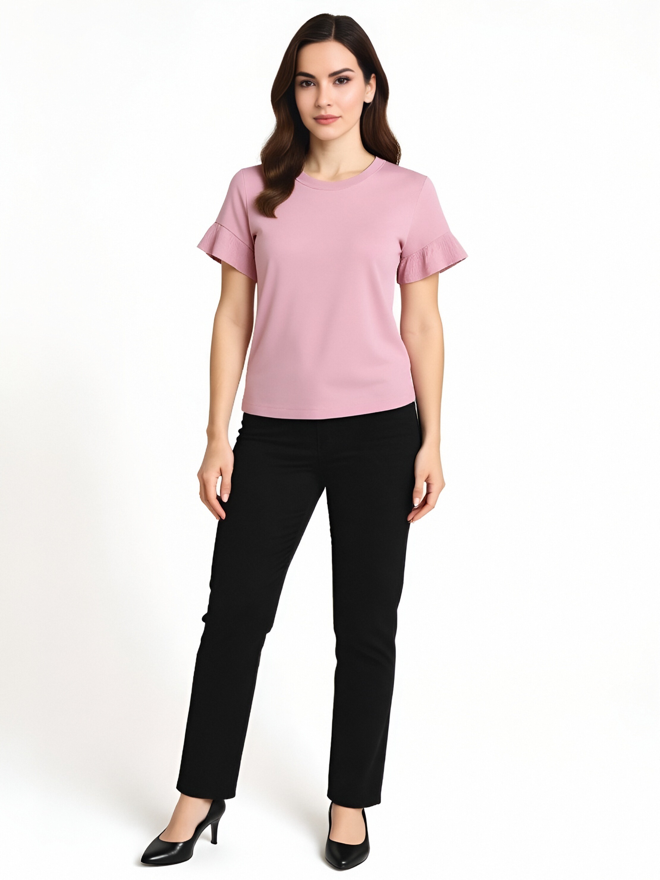 Pink Ruffle Sleeve T-Shirt