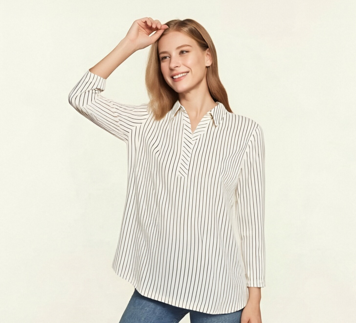Women's striped long-sleeve blouse
