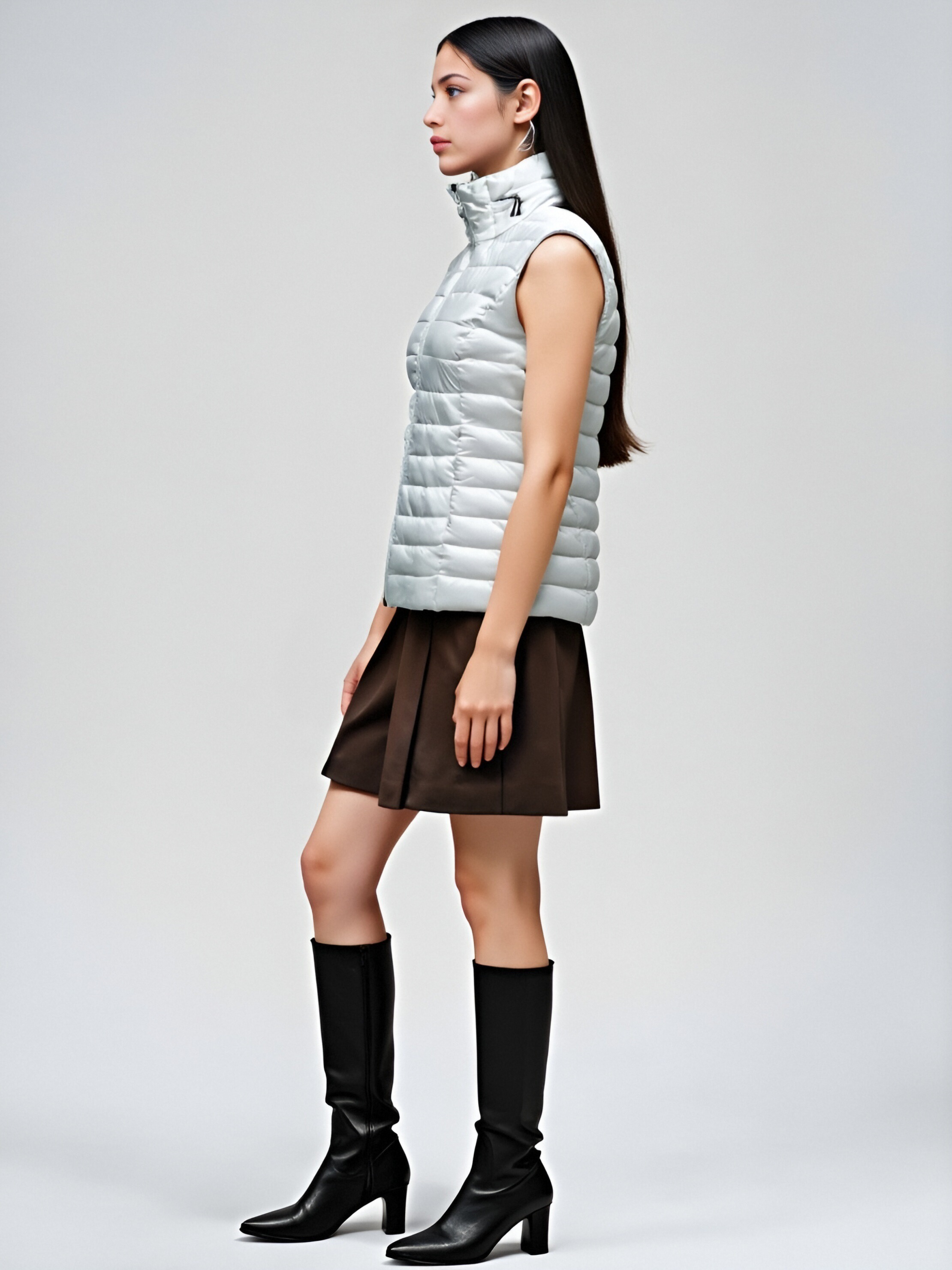 Women's White Quilted Vest