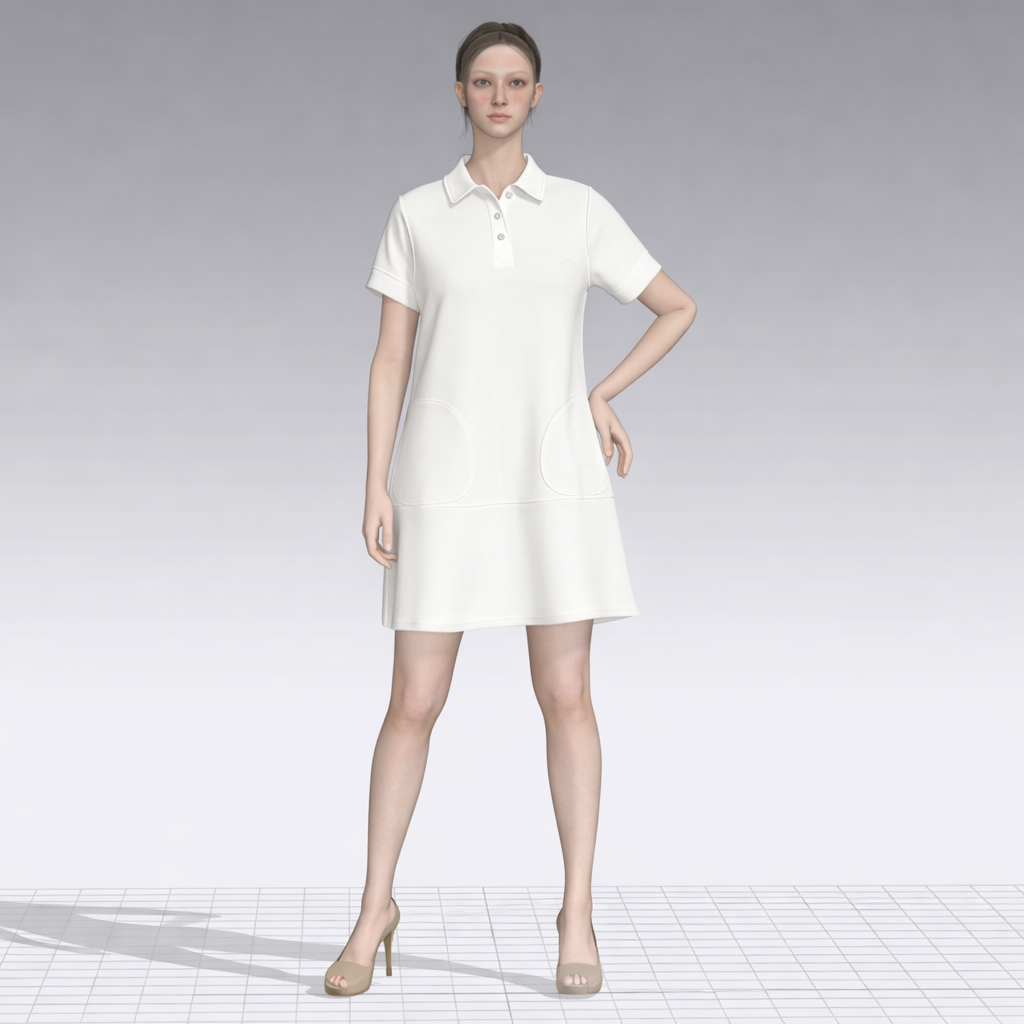 White Polo Collar Dress
